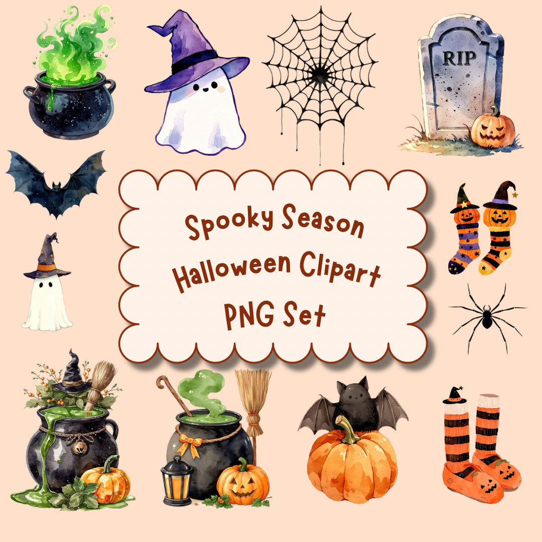 Spooky Halloween PNG Clipart Bundle (12 Pieces)