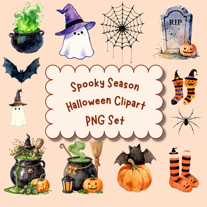 Spooky Halloween PNG Clipart Bundle (12 Pieces)