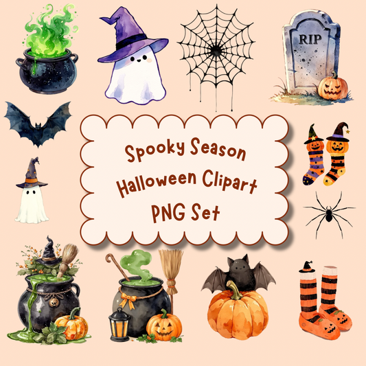 Spooky Halloween PNG Clipart Bundle (12 Pieces)