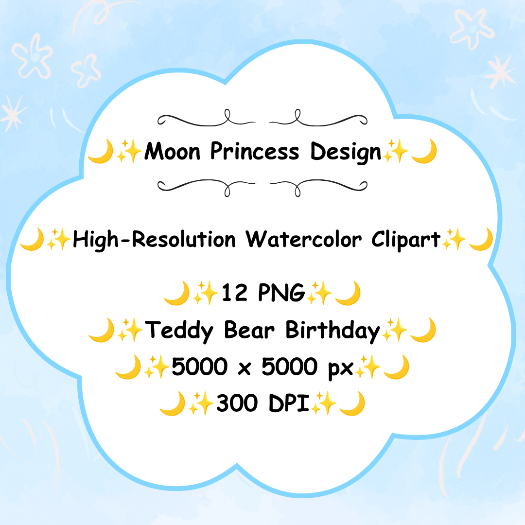Boy Teddy Bear Birthday Clipart | Blue Birthday Party PNG Set