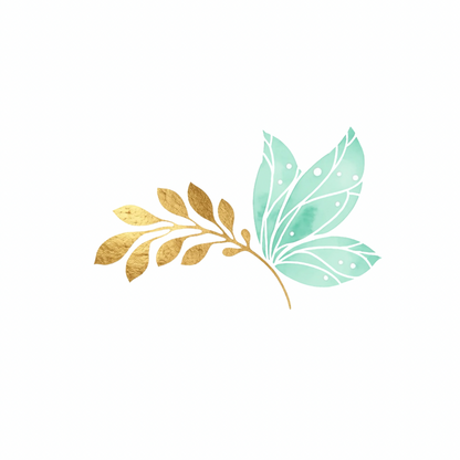 Mint & Gold Leaf Text Divider PNG Clipart