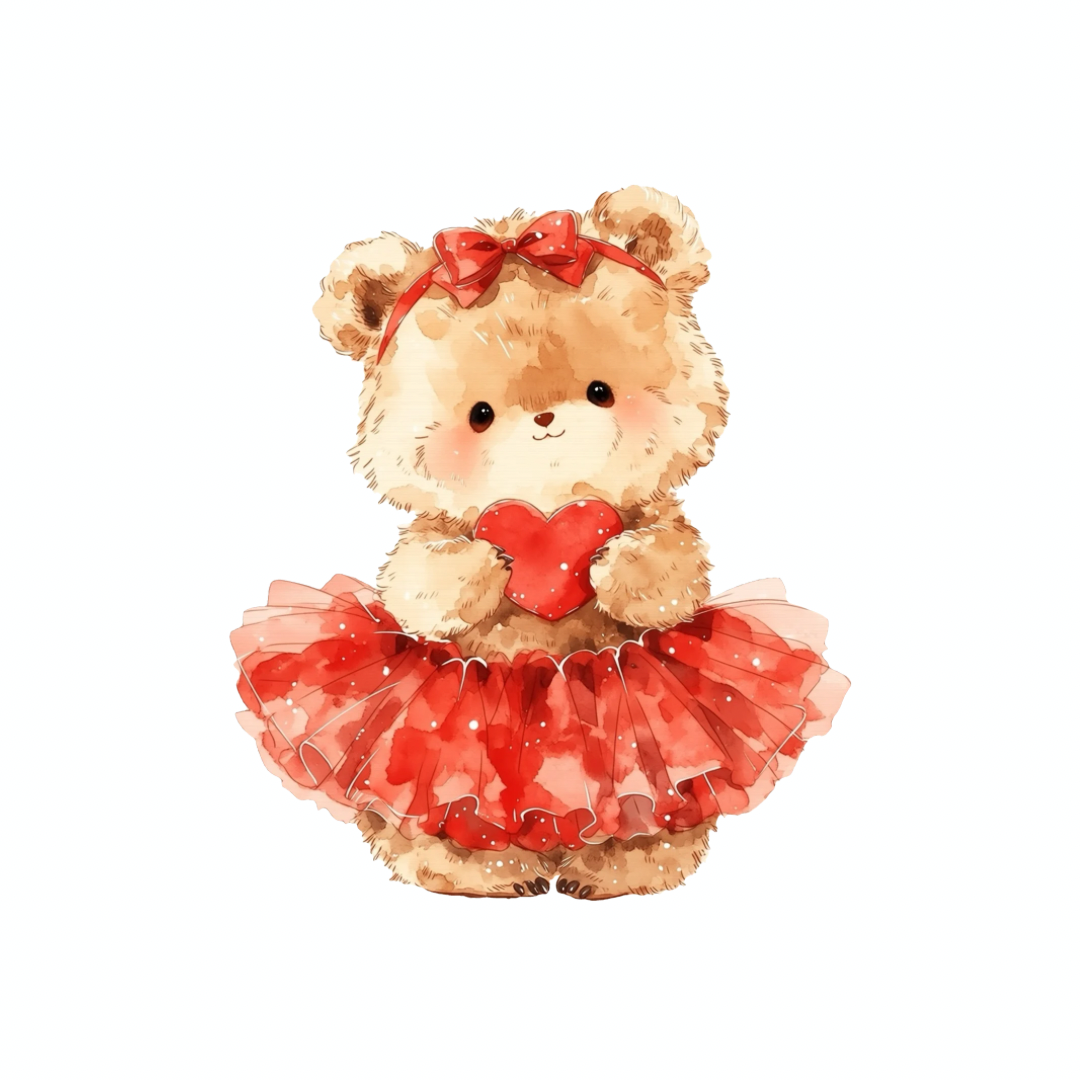 Valentine Bear Holding Red Heart PNG