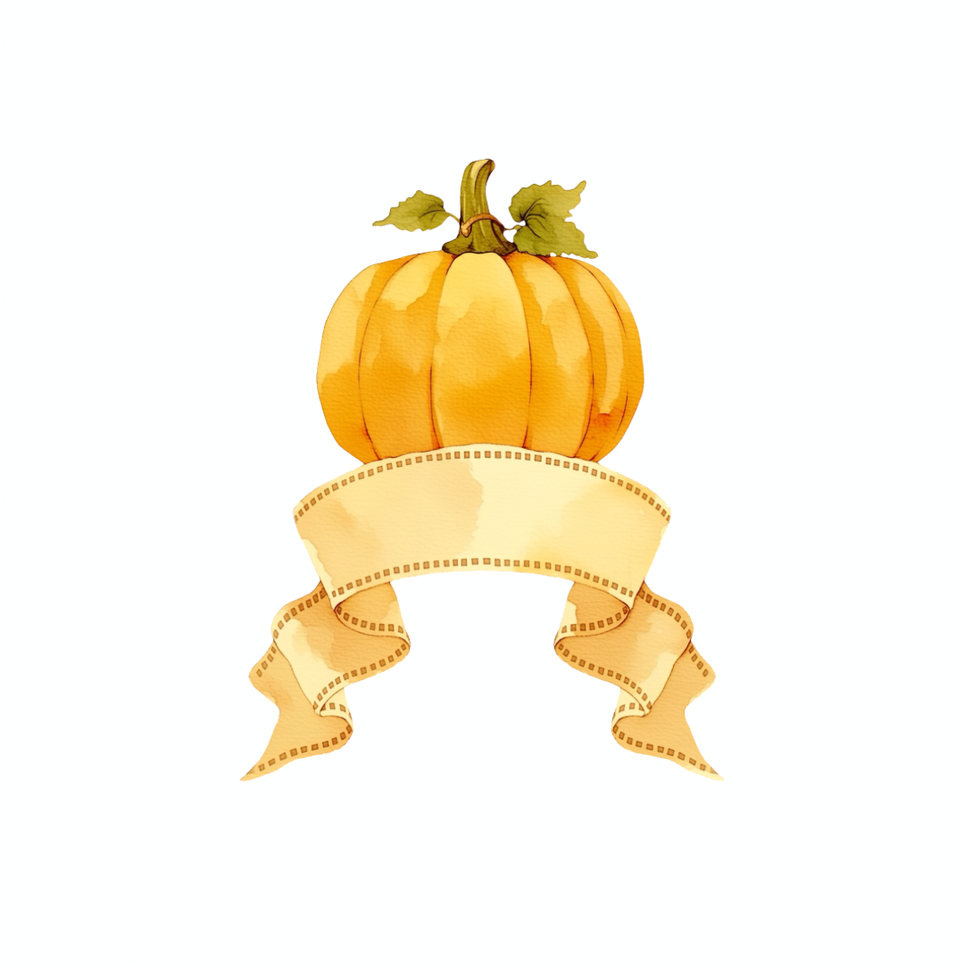 Pumpkin Banner Clipart | Fall Watercolor Pumpkin PNG