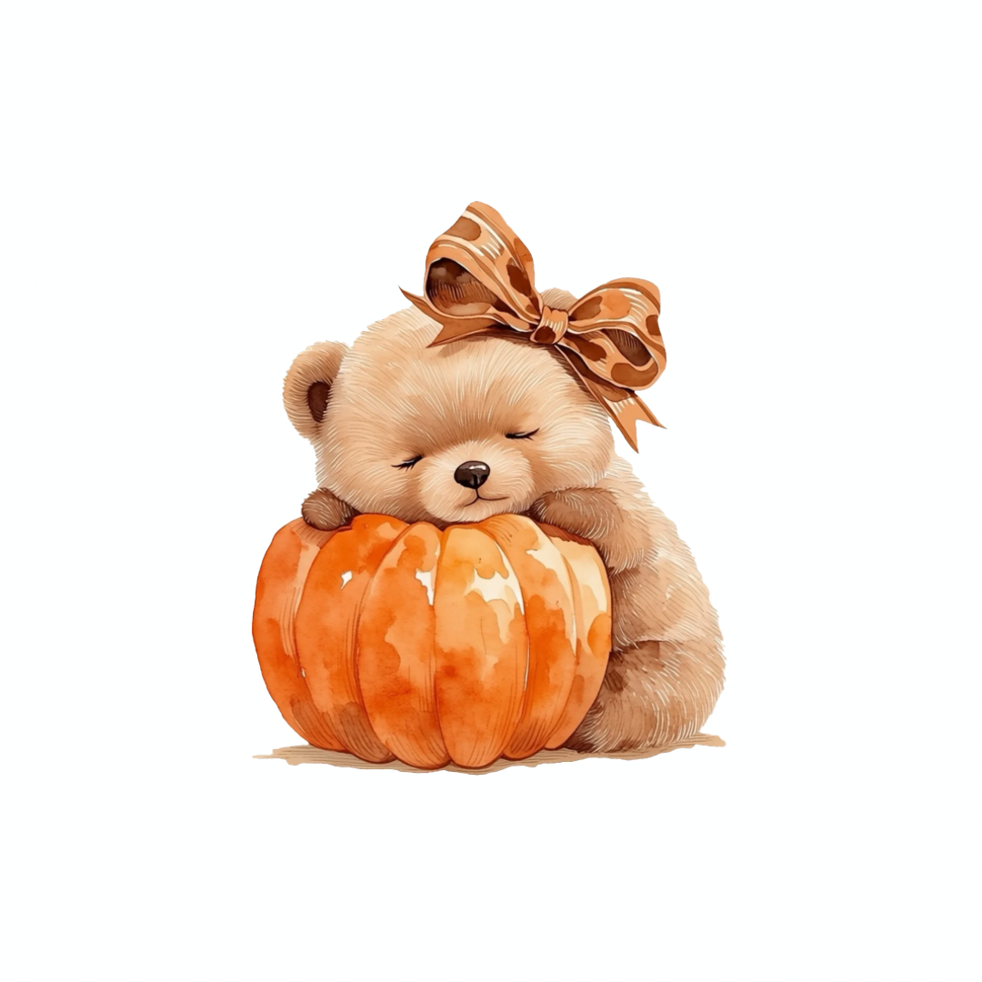 Halloween PNG Clipart – Bear Sleeping on Pumpkin