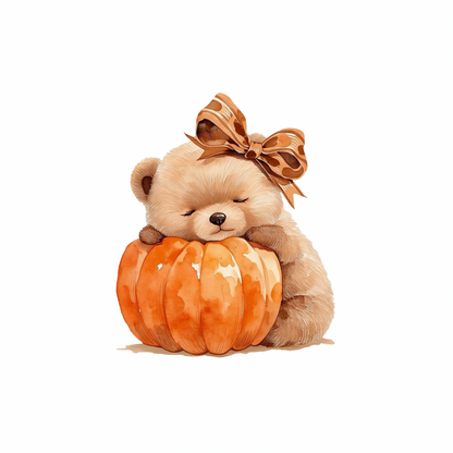 Halloween PNG Clipart – Bear Sleeping on Pumpkin