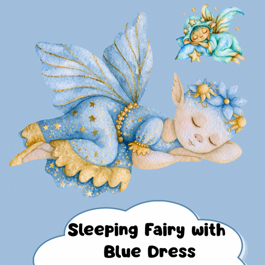 Sleeping Fairy in Blue Dress PNG Clipart