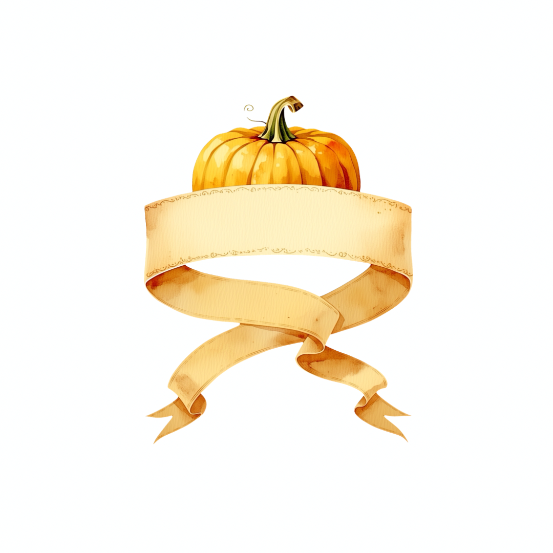 Pumpkin Banner Clipart | Fall Watercolor Pumpkin PNG