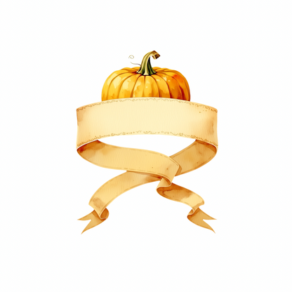 Pumpkin Banner Clipart | Fall Watercolor Pumpkin PNG