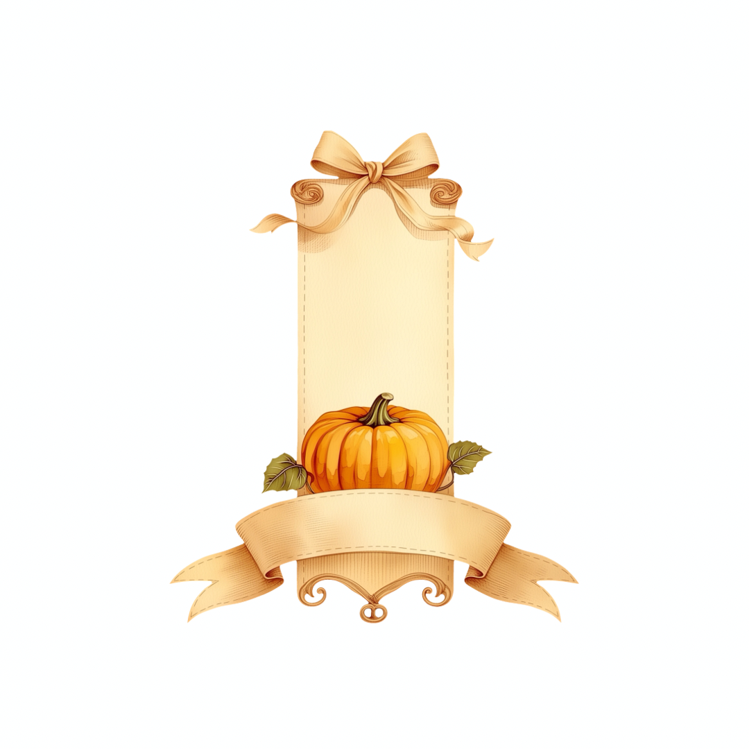 Pumpkin Banner Clipart | Fall Watercolor Pumpkin PNG