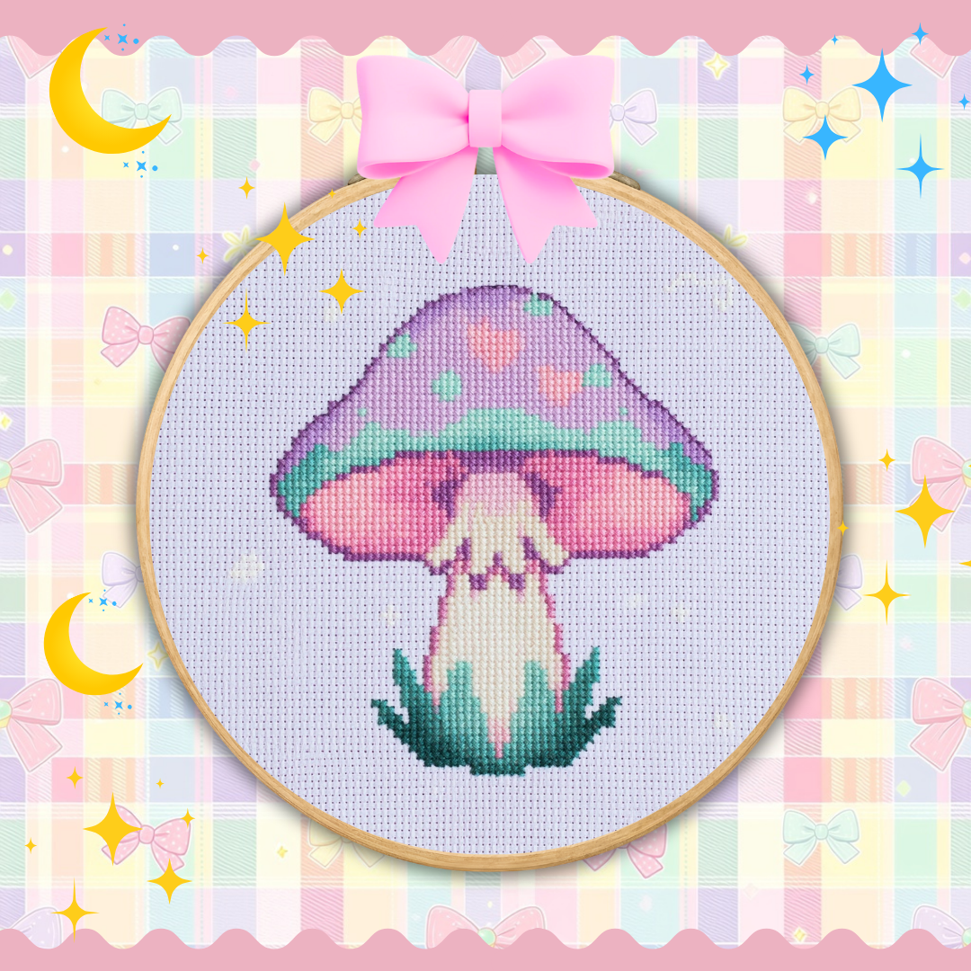 Pastel Mushroom Cross Stitch Pattern
