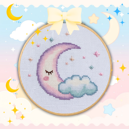 Moon And Cloud Cross Stitch Pattern