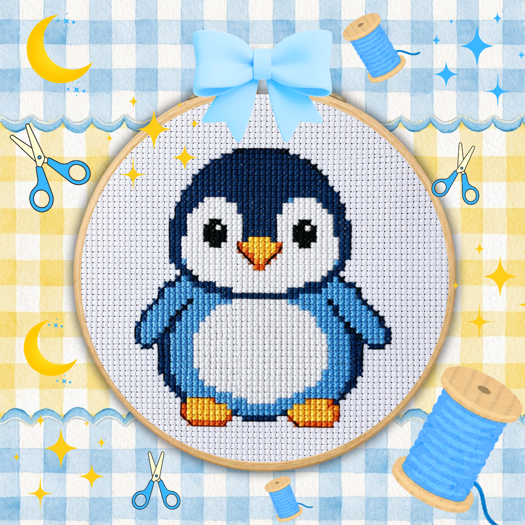 Cute Kawaii Penguin Cross Stitch Pattern