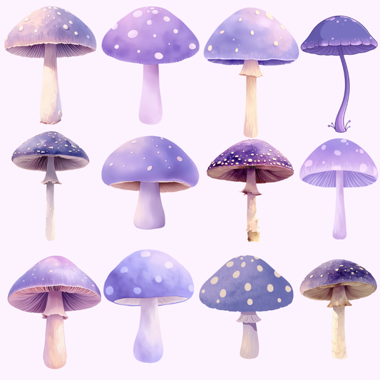 Whimsical Lavender Mushroom PNG Clipart
