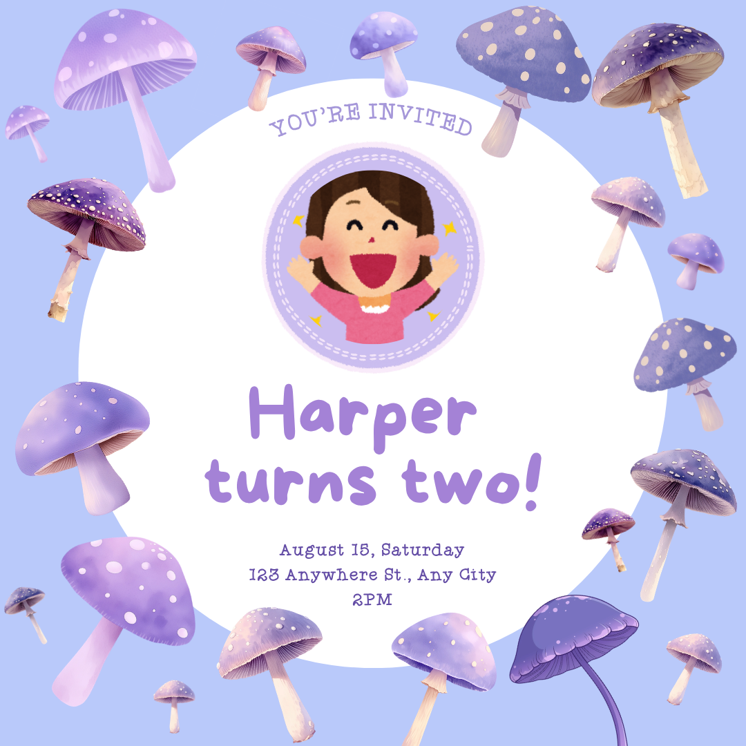 Whimsical Lavender Mushroom PNG Clipart