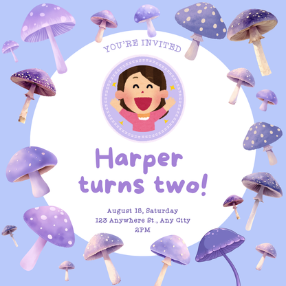 Whimsical Lavender Mushroom PNG Clipart